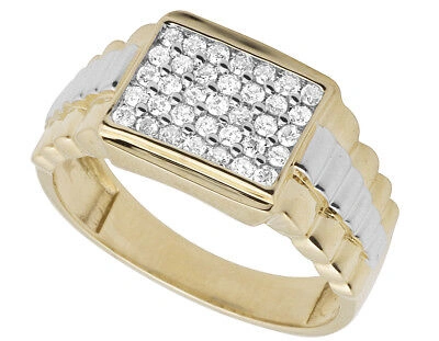 Pre-owned Jewelry Unlimited Men's 10k Yellow Gold Square Genuine Diamond Engagement Wedding Ring 0.50ct 11mm