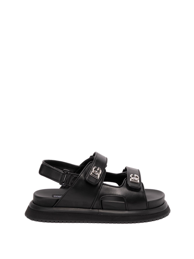 Shop Dolce & Gabbana Leather Sandal In Nero