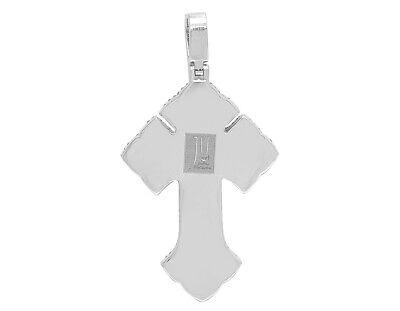 Pre-owned Jewelry Unlimited 10k White Gold Real Diamond Designer Gothic Cross Pendant 3 4/5ct 2.5" In G-h