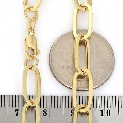 Pre-owned Nuragold 14k Yellow Gold 7mm Paperclip Chain Rolo Elongated Link Cable Bracelet Womens 8"