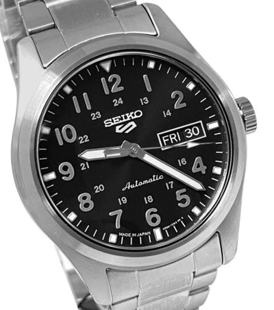 Pre-owned Seiko 5 Sports Srpg27 Automatic Watch Black Stainless Steel Bracelet Japan