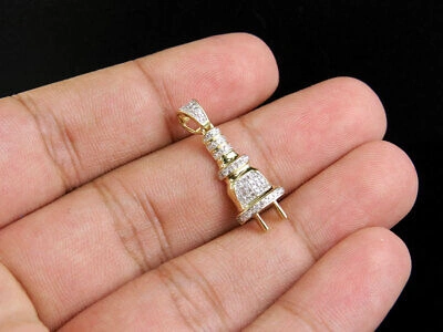 Pre-owned Jewelry Unlimited Unisex 10k Yellow Gold Plug Socket Fuse Genuine Diamond Pendant Charm 1/5 Ct 1" In H-i