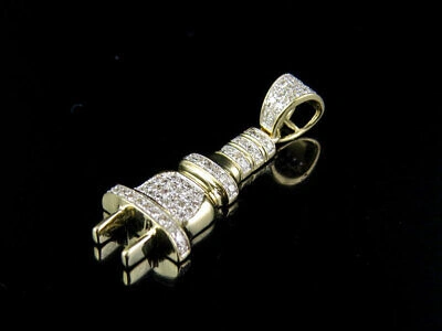 Pre-owned Jewelry Unlimited Unisex 10k Yellow Gold Plug Socket Fuse Genuine Diamond Pendant Charm 1/5 Ct 1" In H-i