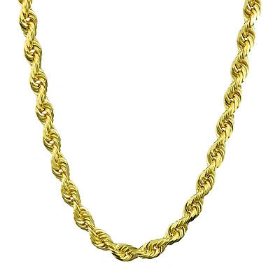Pre-owned Nuragold 10k Yellow Gold 5mm Diamond Cut Rope Chain Link Necklace Mens Womens 20"