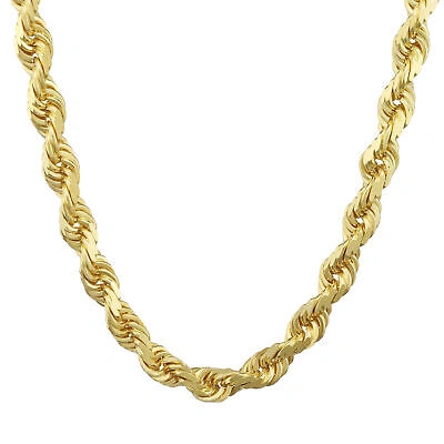 Pre-owned Nuragold 10k Yellow Gold 8mm Rope Diamond Cut Italian Chain Pendant Mens Necklace 28"