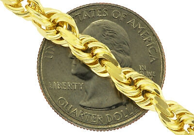 Pre-owned Nuragold 10k Yellow Gold 5mm Diamond Cut Rope Chain Link Necklace Mens Womens 20"