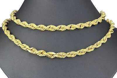 Pre-owned Nuragold 10k Yellow Gold 8mm Rope Diamond Cut Italian Chain Pendant Mens Necklace 28"