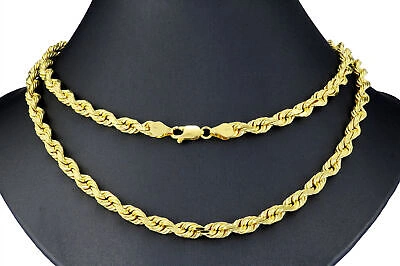 Pre-owned Nuragold 10k Yellow Gold 5mm Diamond Cut Rope Chain Link Necklace Mens Womens 20"