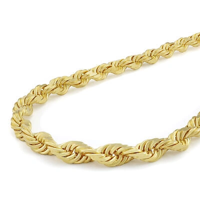 Pre-owned Nuragold 10k Yellow Gold 8mm Rope Diamond Cut Italian Chain Pendant Mens Necklace 28"