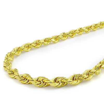 Pre-owned Nuragold 10k Yellow Gold 5mm Diamond Cut Rope Chain Link Necklace Mens Womens 20"