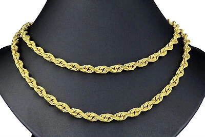 Pre-owned Nuragold 10k Yellow Gold 5mm Diamond Cut Rope Chain Link Necklace Mens Womens 20"