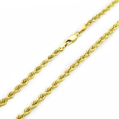 Pre-owned Nuragold 14k Yellow Gold Solid 3mm Diamond Cut Rope Chain Link Bracelet Womens- 7"