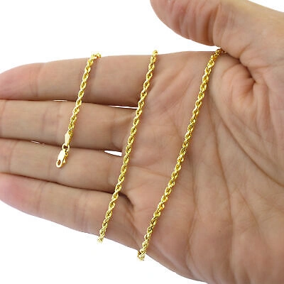 Pre-owned Nuragold 14k Yellow Gold Solid 3mm Diamond Cut Rope Chain Link Bracelet Womens- 7"