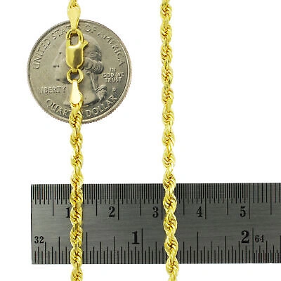 Pre-owned Nuragold 14k Yellow Gold Solid 3mm Diamond Cut Rope Chain Link Bracelet Womens- 7"