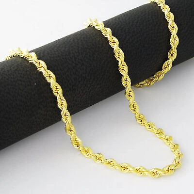 Pre-owned Nuragold 14k Yellow Gold Solid 3mm Diamond Cut Rope Chain Link Bracelet Womens- 7"