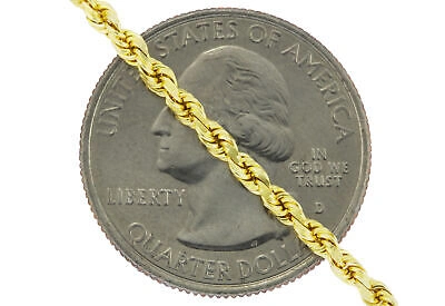 Pre-owned Nuragold 14k Yellow Gold Solid 3mm Diamond Cut Rope Chain Link Bracelet Womens- 7"