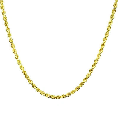 Pre-owned Nuragold 14k Yellow Gold Solid 3mm Diamond Cut Rope Chain Link Bracelet Womens- 7"