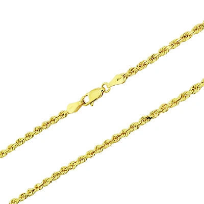 Pre-owned Nuragold 14k Yellow Gold Solid 3mm Diamond Cut Rope Chain Link Bracelet Womens- 7"