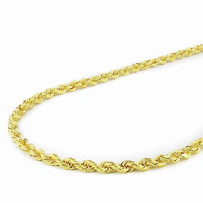 Pre-owned Nuragold 14k Yellow Gold Solid 3mm Diamond Cut Rope Chain Link Bracelet Womens- 7"