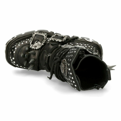 ROCK Pre-owned Boots 1535-s1 Unisex Metallic Black Leather Goth Studded Spike Boot