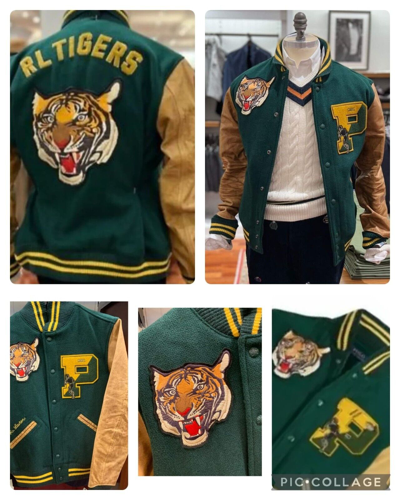 Pre-owned Polo Ralph Lauren Men's  Tigers Letterman Varsity Leather Jacket Fn0368 In As Pictured