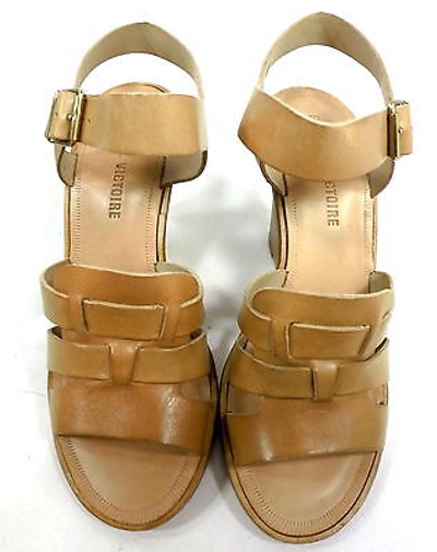 Pre-owned Pour La Victoire , Ivania Wedge Sandal, Saddle Brown, Women, Us Size 8 M, Eur 38