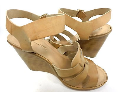 Pre-owned Pour La Victoire , Ivania Wedge Sandal, Saddle Brown, Women, Us Size 8 M, Eur 38