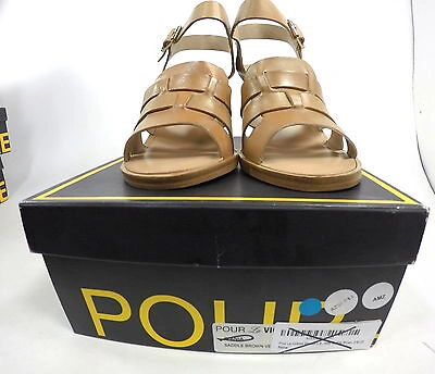 Pre-owned Pour La Victoire , Ivania Wedge Sandal, Saddle Brown, Women, Us Size 8 M, Eur 38