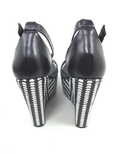 Pre-owned Pour La Victoire , Bonita Sandal Wedge, Womens, Black, Us 8.5m, Euro 38.5,