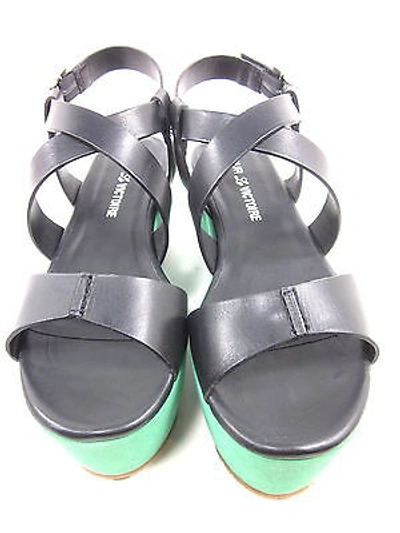 Pre-owned Pour La Victoire , Noele Platform Sandal Black/kelly Women Us Size 7.5 M Eur 37.5 In Black/ Kelly
