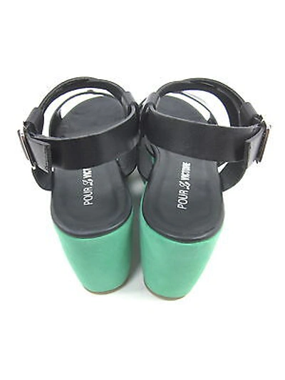 Pre-owned Pour La Victoire , Noele Platform Sandal Black/kelly Women Us Size 7.5 M Eur 37.5 In Black/ Kelly