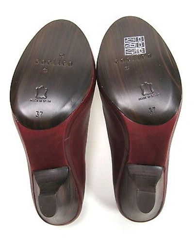 Pre-owned Coclico Women's "polly Peep Toe" Pump Bordeaux Leather Us Size 7 M In Red