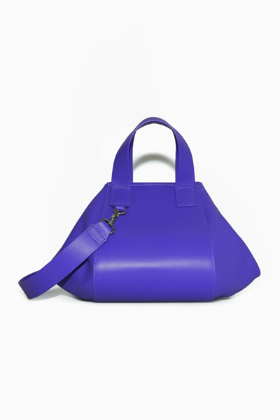 Cos Mini Leather Bowling Bag In Blue | ModeSens