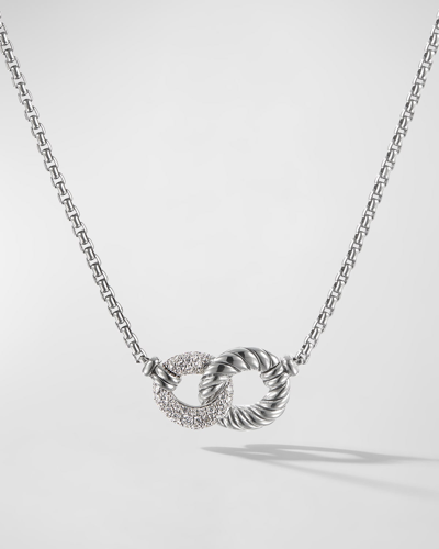 Shop David Yurman Belmont Double Curb Link Necklace With Diamonds In Silver, 21mm, 17"l