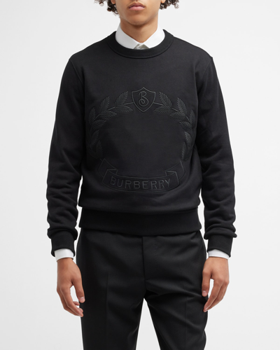 Shop Burberry Men's Bram Laurel Sweatshirt In Black