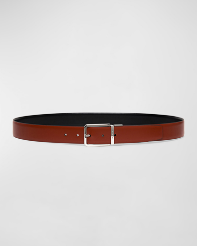 Shop Santoni Men's Reversible Leather Belt In Tan