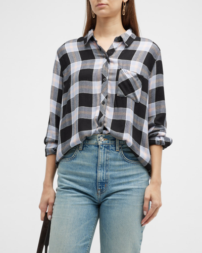 Shop Rails Hunter Plaid Button-front Shirt In Onyx Perwinkle Bl