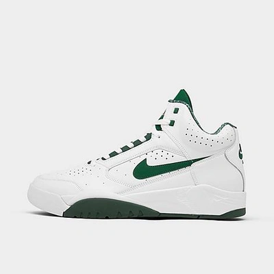 Shop Nike Men's Air Flight Lite Mid Casual Shoes In White/gorge Green