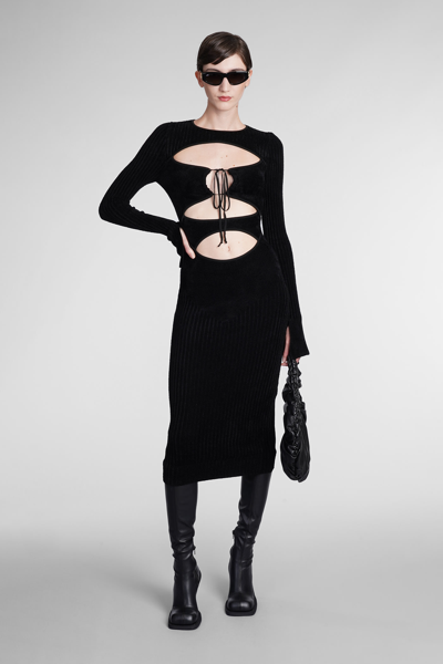 Shop Andreädamo Dress In Black Velvet