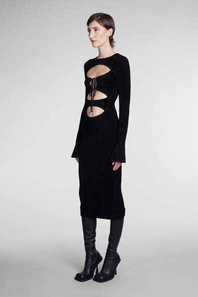 Shop Andreädamo Dress In Black Velvet