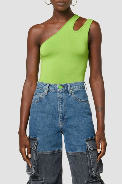 Shop Hudson Jeans Asymmetrical Bodysuit In Green