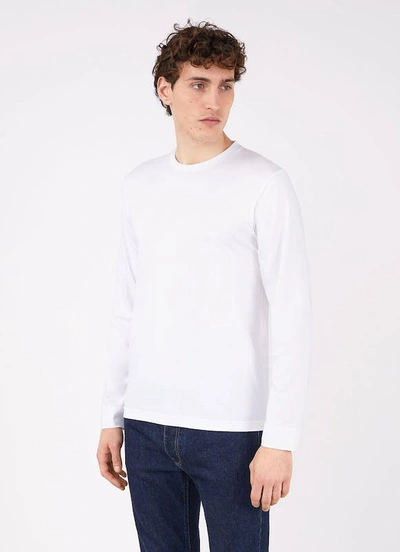 Shop Sunspel Ls Riviera Crew Neck T-shirt In White