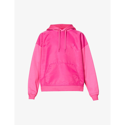 Shop Valentino Stud-embellished Boxy-fit Cotton-blend Hoody In Pink Pp