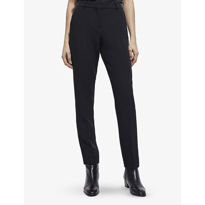 Shop The Kooples Tapered-leg Mid-rise Wool Trousers In Bla01