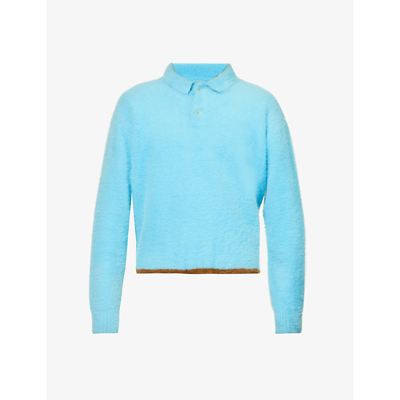 Shop Jacquemus Le Polo Neve Boxy-fit Knitted Jumper In Light Blue