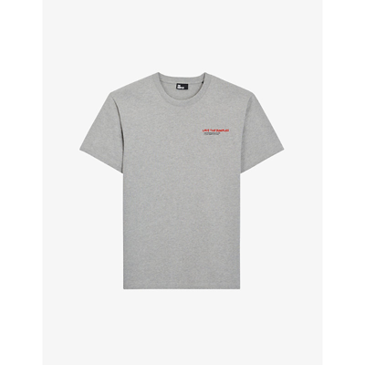 Shop The Kooples Men's Gry23 Slogan-print Cotton-jersey T-shirt