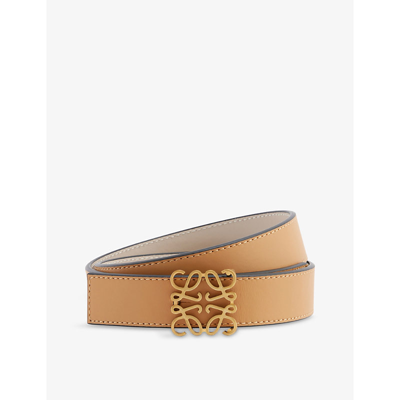 Shop Loewe Anagram-buckle Leather Belt In Warm Desert Light Oat