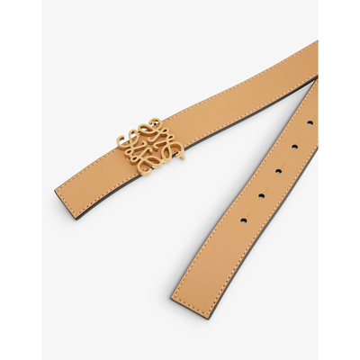 Shop Loewe Anagram-buckle Leather Belt In Warm Desert Light Oat