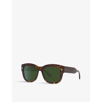 Shop Gucci Women's Brown Gg1110s Square-frame Tortoiseshell Sunglasses