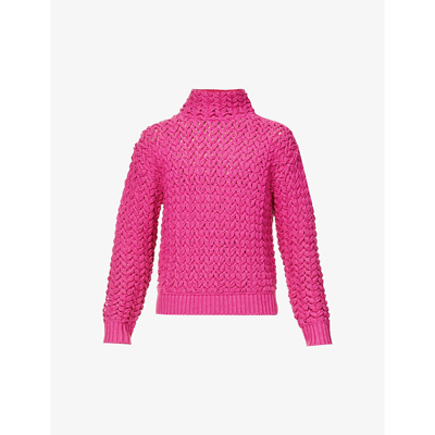 Shop Valentino Turtleneck Boxy-fit Wool-knit Jumper In Pink Pp